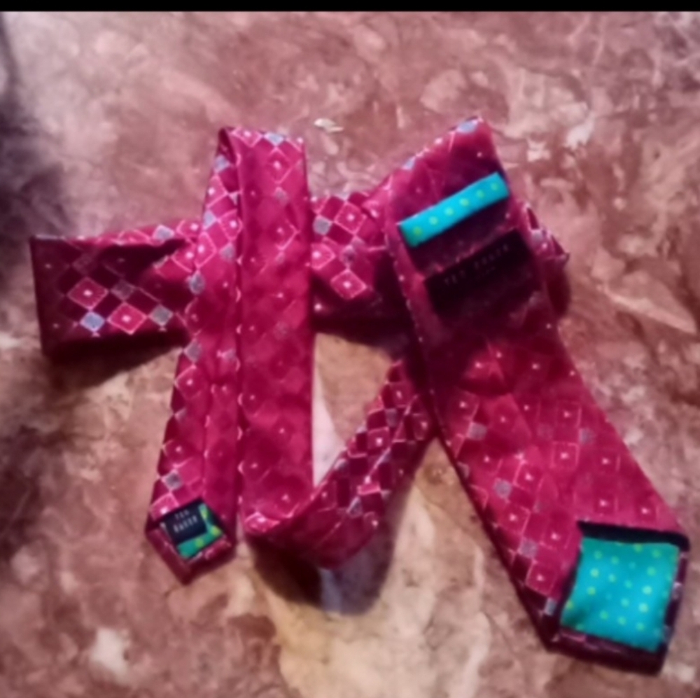 Ted Baker Red and Purple Geometric Tie